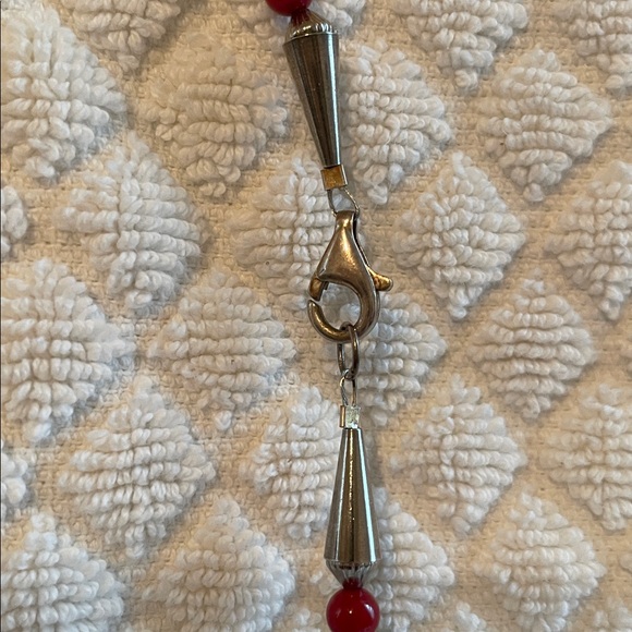 Chic Turquoise and Red Beaded Necklace - Picture 2 of 7